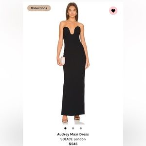 Beautiful Solace London black low cut gown.